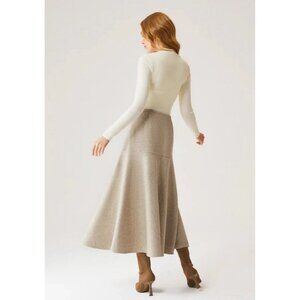 OGL Cream Top with Taupe Maxi Skirt